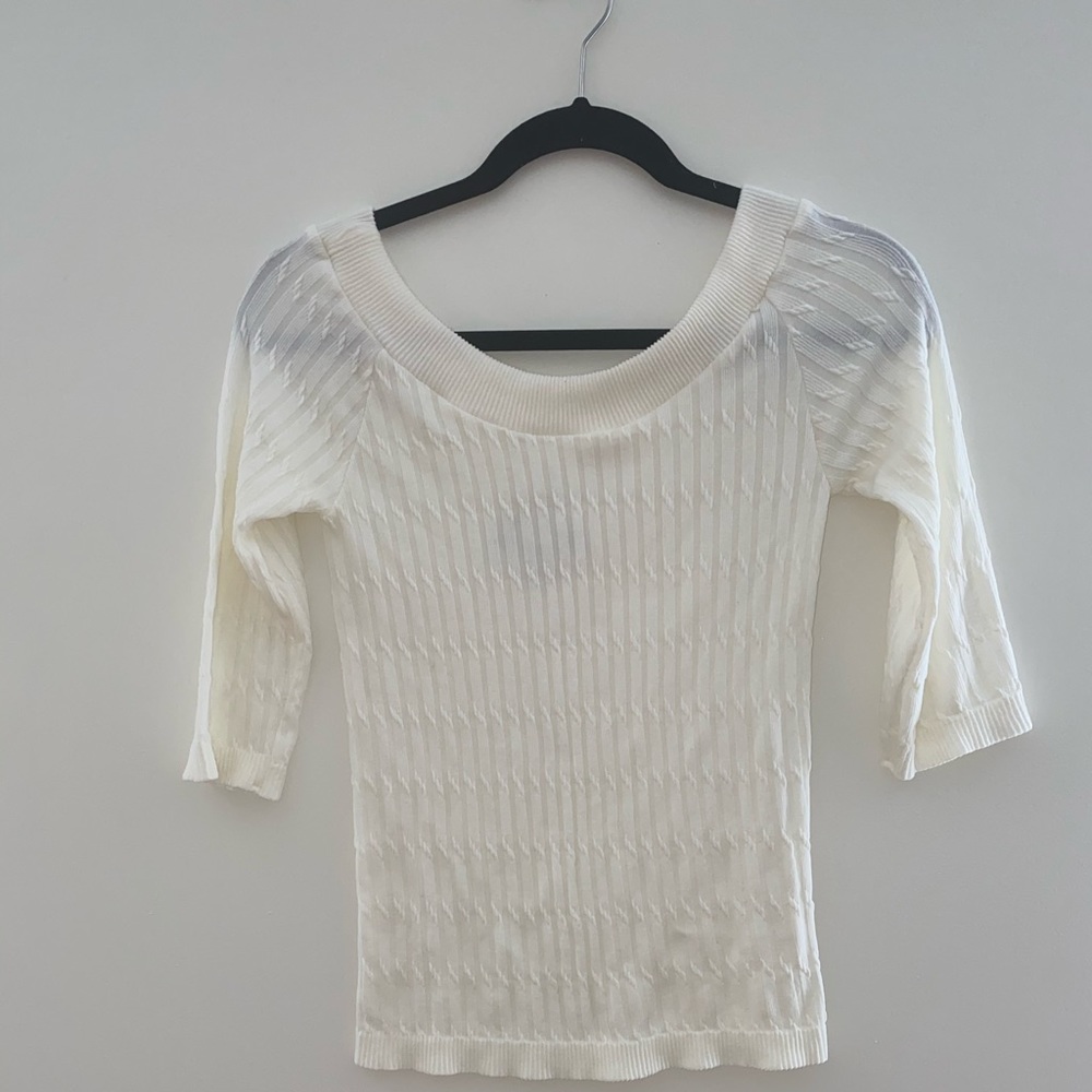 Cream Mid Sleeves Off Shoulder Blouse